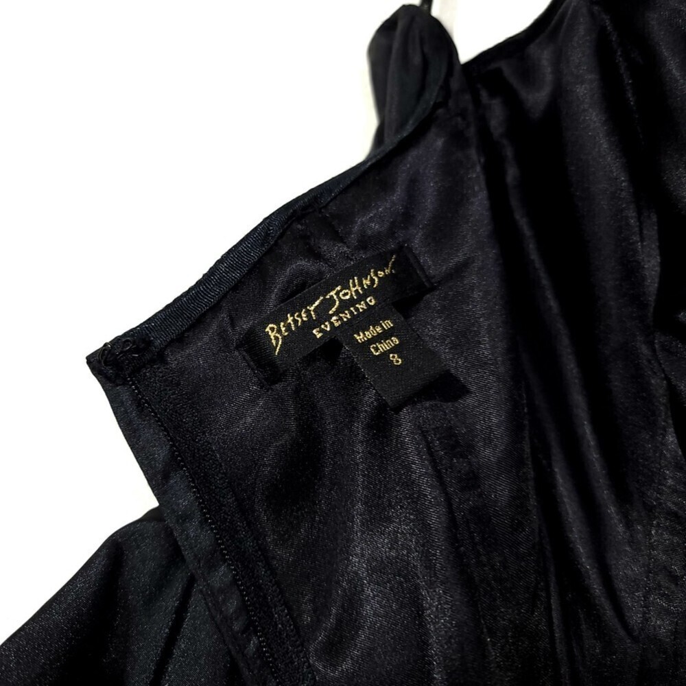 NEW Betsey Johnson Dahlia Whimsigoth Ruffle Tier Mini Dress Sequin Black Satin 8 - Picture 11 of 11